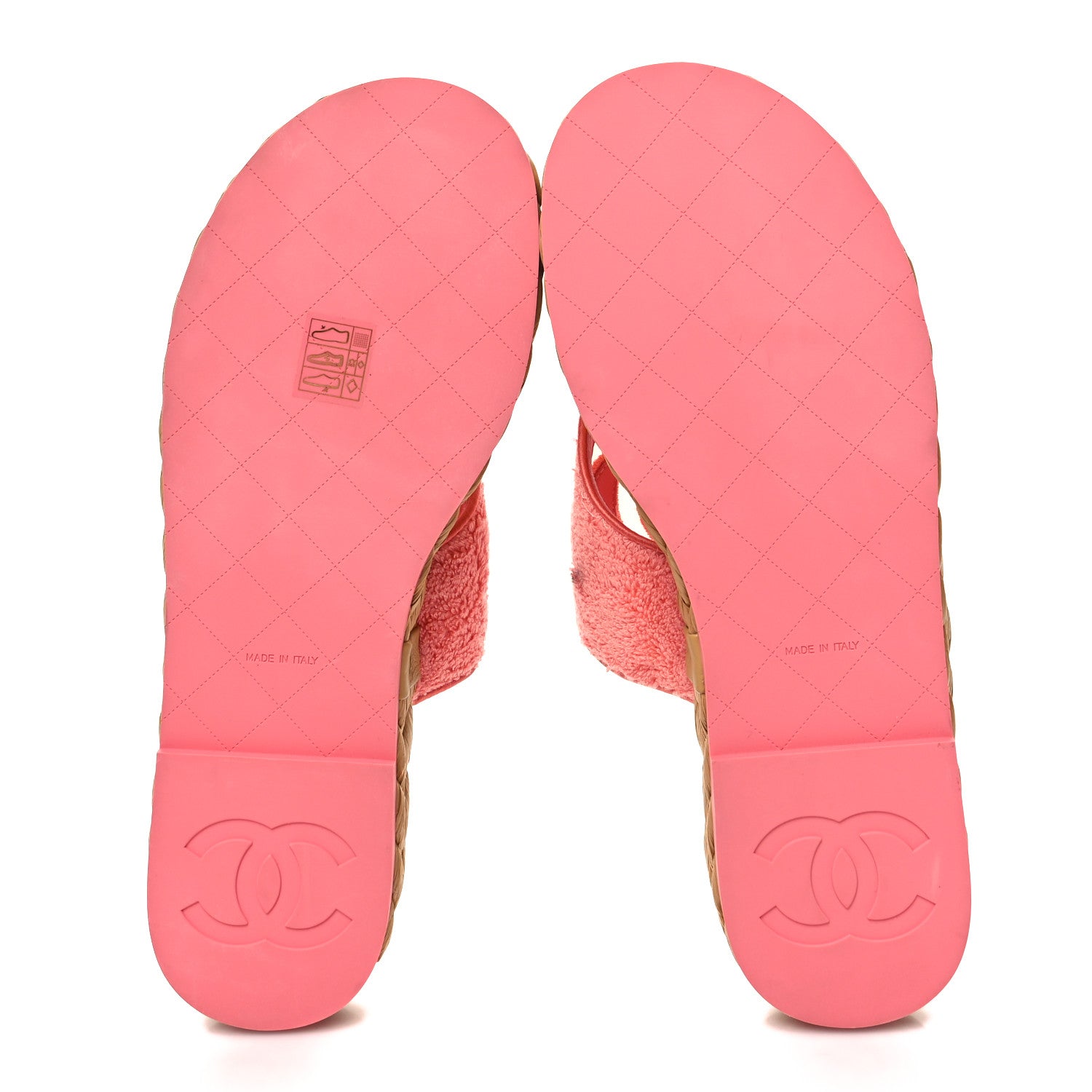Chanel Terry Cloth Raffia CC Logo Thong Sandals 40 Pink 5 of 9