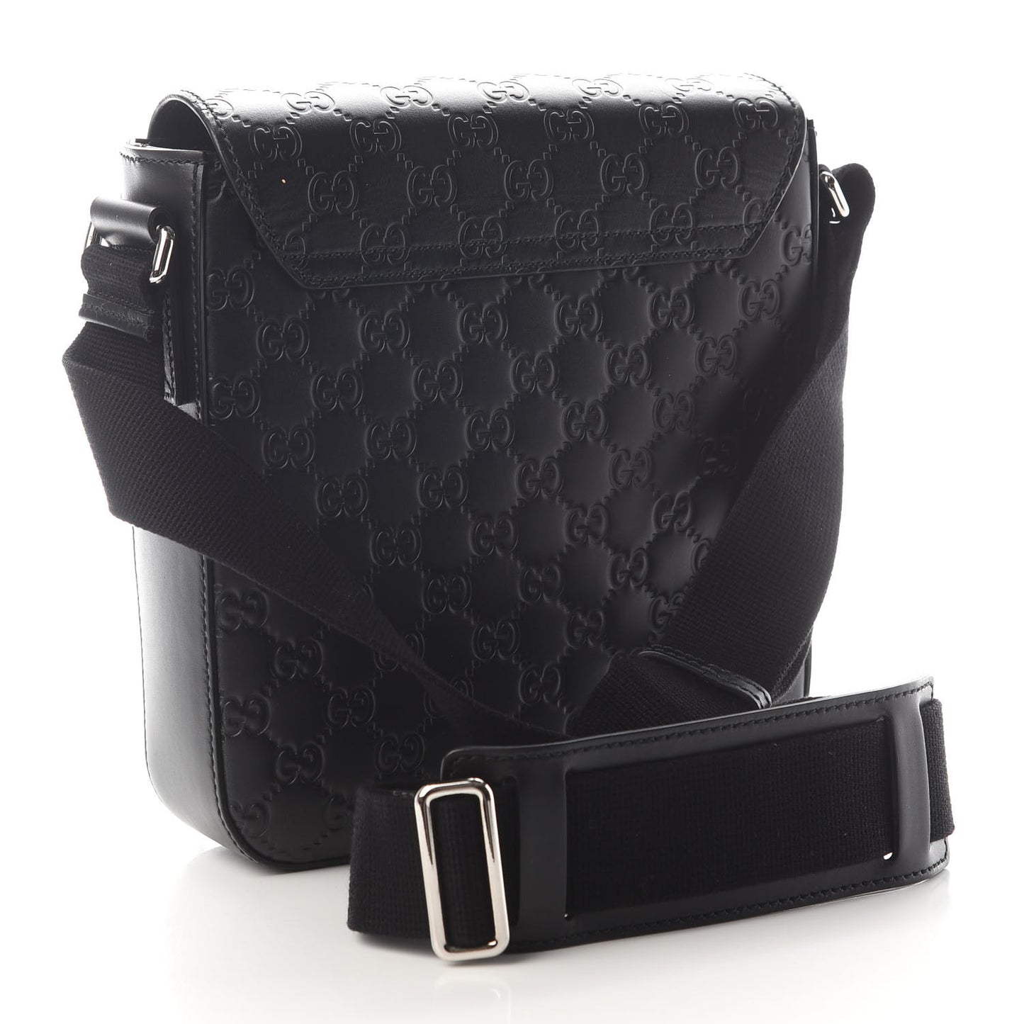 Guccissima Signature Single Buckle Flap Messenger Bag Black