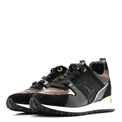 Louis Vuitton Suede Calfskin Recycled Monogram Nylon Run Away Sneakers 39 Black 4 of 13