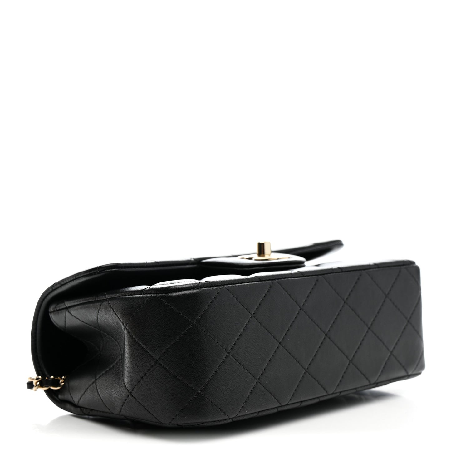 Lambskin Quilted Mini Top Handle Rectangular Flap Black