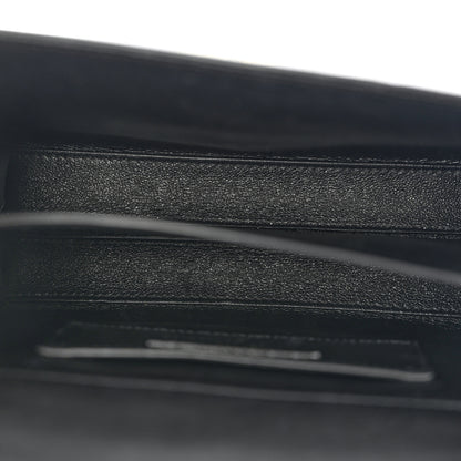 Saint Laurent Raffia Calfskin Mini Classic Monogram Cassandra Top Handle Black Natural 5 of 9