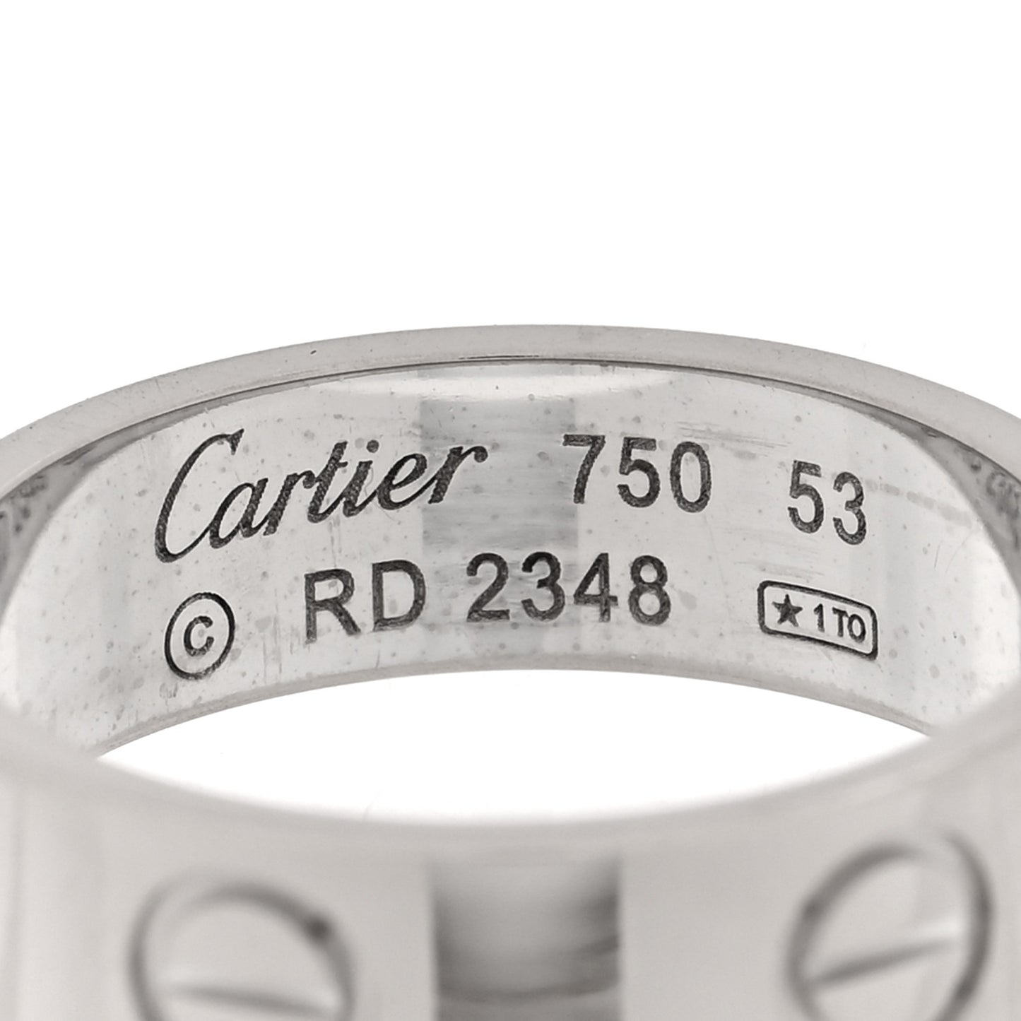 18K White Gold 5.5mm LOVE Ring 53 6.5