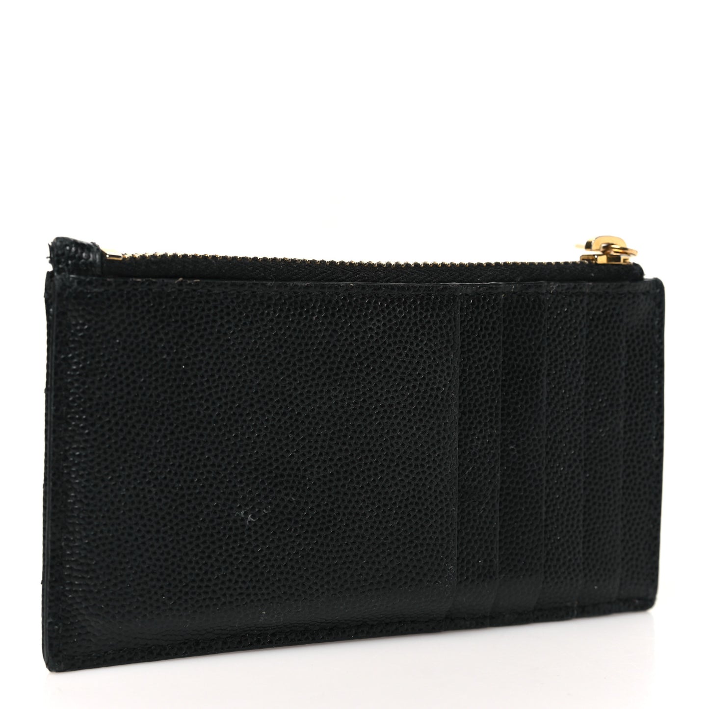 Grain De Poudre Matelasse Chevron Monogram Fragments Zippered Card Case Black