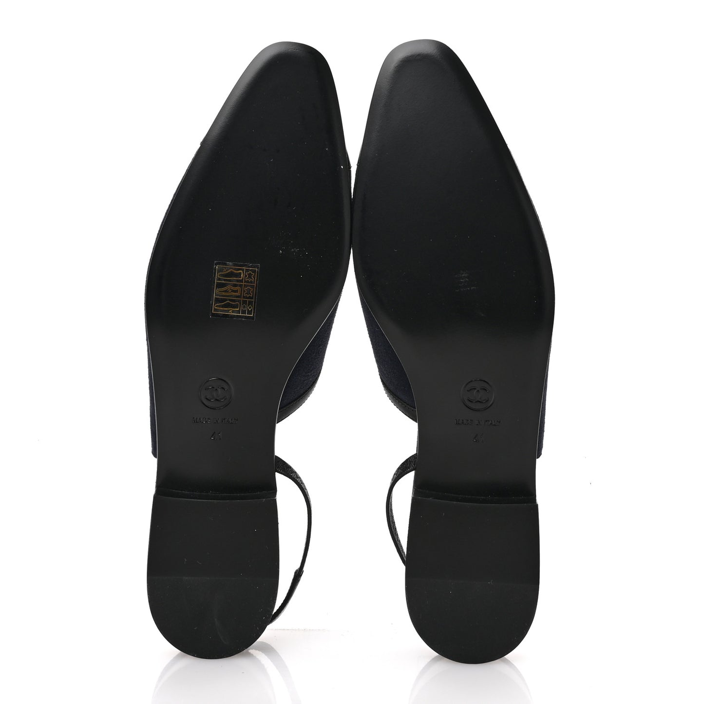 Suede Patent Crystal CC Cap Toe Slingback Flats 41 Navy Black