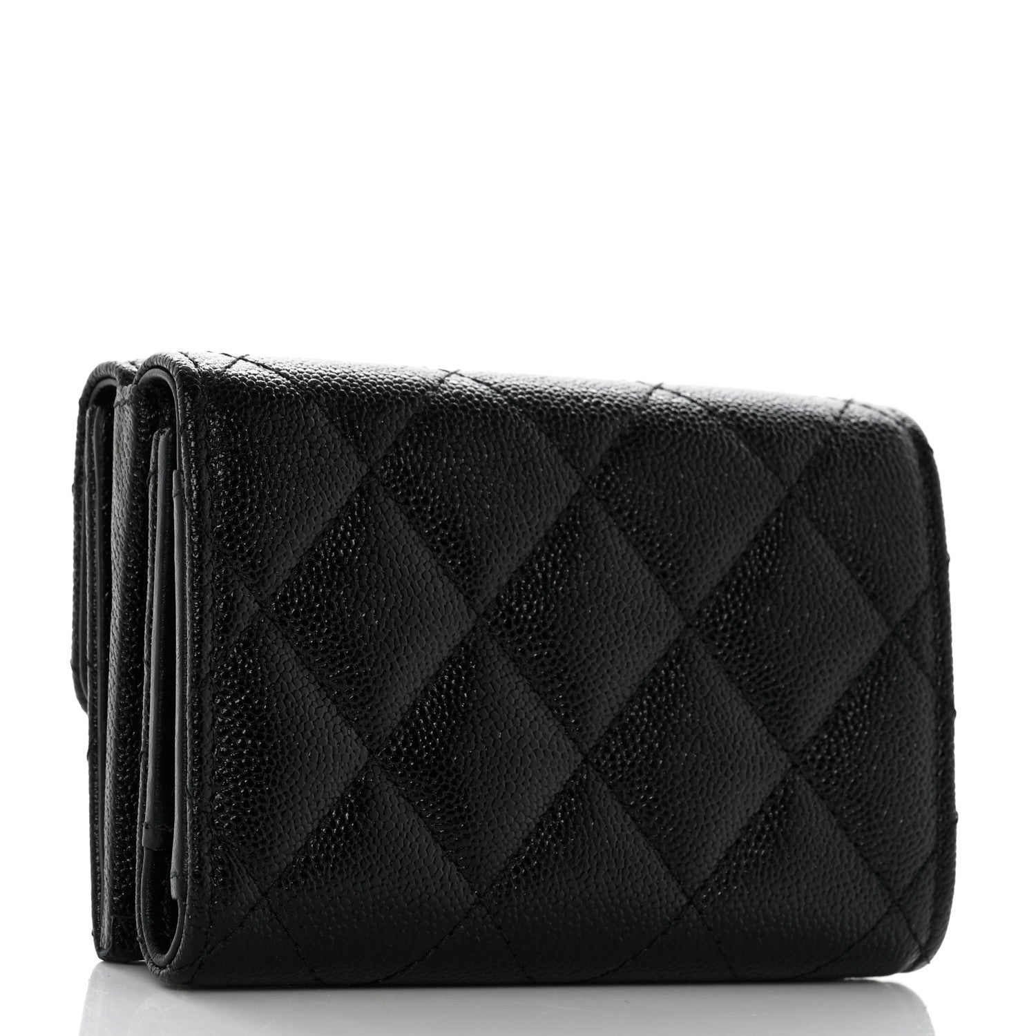 Chanel Caviar Quilted Studded CC Double Flap Wallet Black 3 of 14
