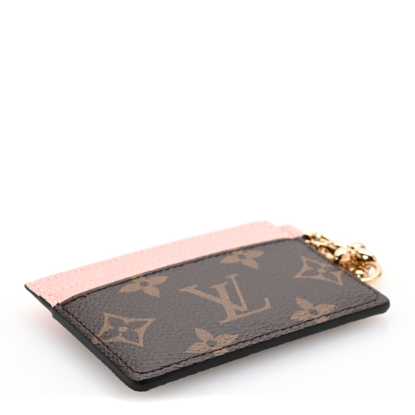 Monogram LV Charms Card Holder Rose Ballerine