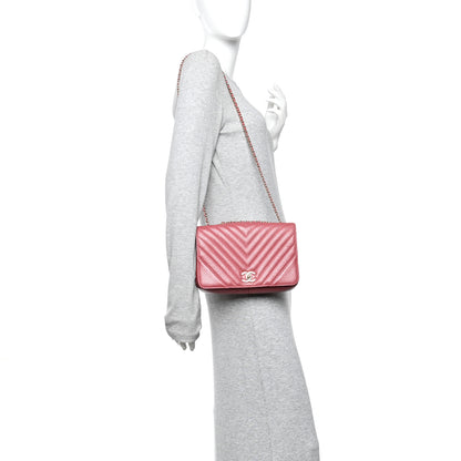 Chanel Metallic Calfskin Chevron Quilted Small Statement Flap Pink 2 of 10