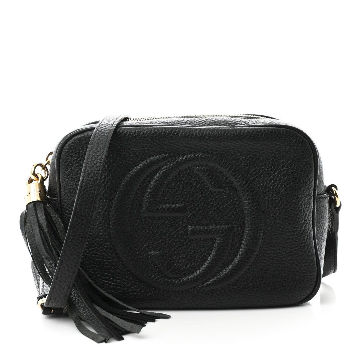Pebbled Calfskin Small Soho Disco Bag Black