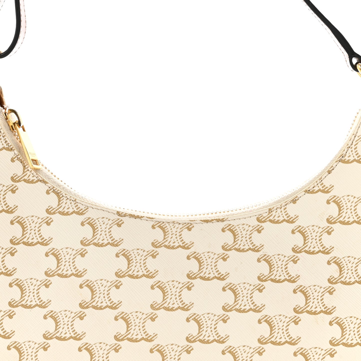 Canvas Calfskin Ava Triomphe Shoulder Bag White