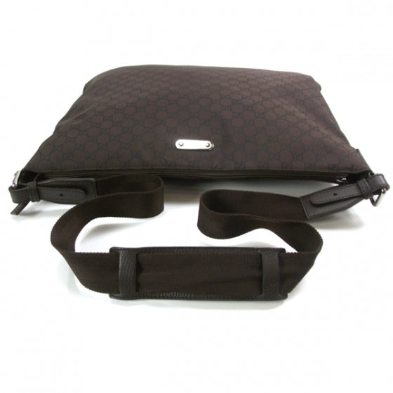 Nylon Monogram Flat Messenger Bag Brown