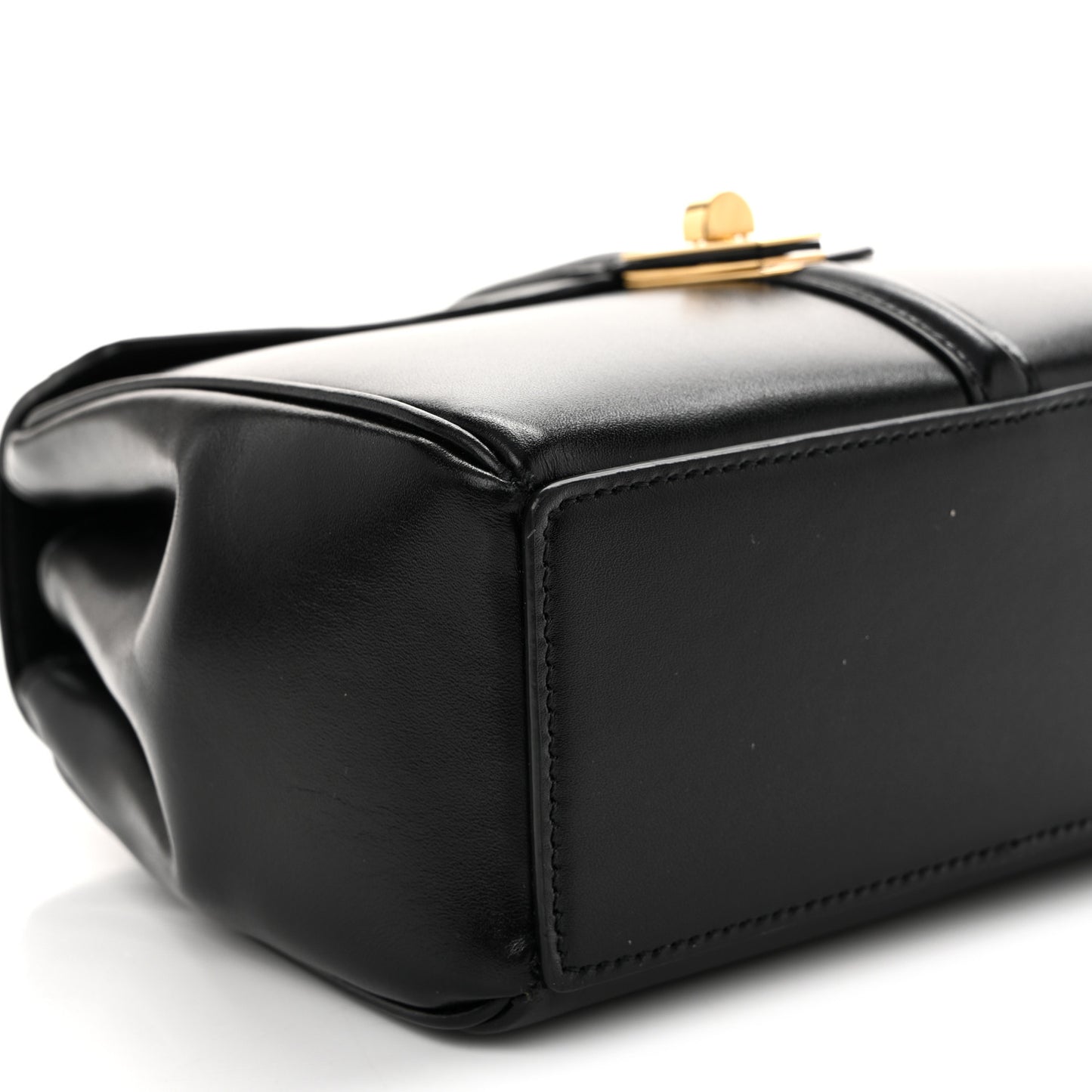 Satinated Calfskin Mini 16 Top Handle Bag Black