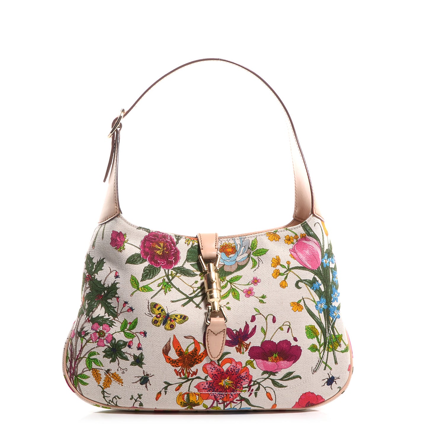 Canvas Floral Flora Small Jackie O Hobo White