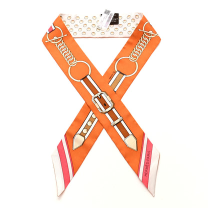 Hermes Silk Grand Tralala Twilly Creme Roux Corail 1 of 4