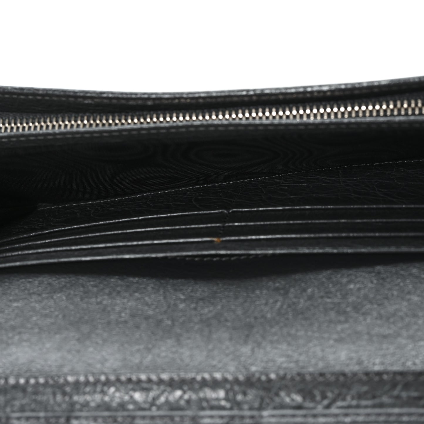 Agneau Classic Silver Hardware Money Wallet Gris Fossile