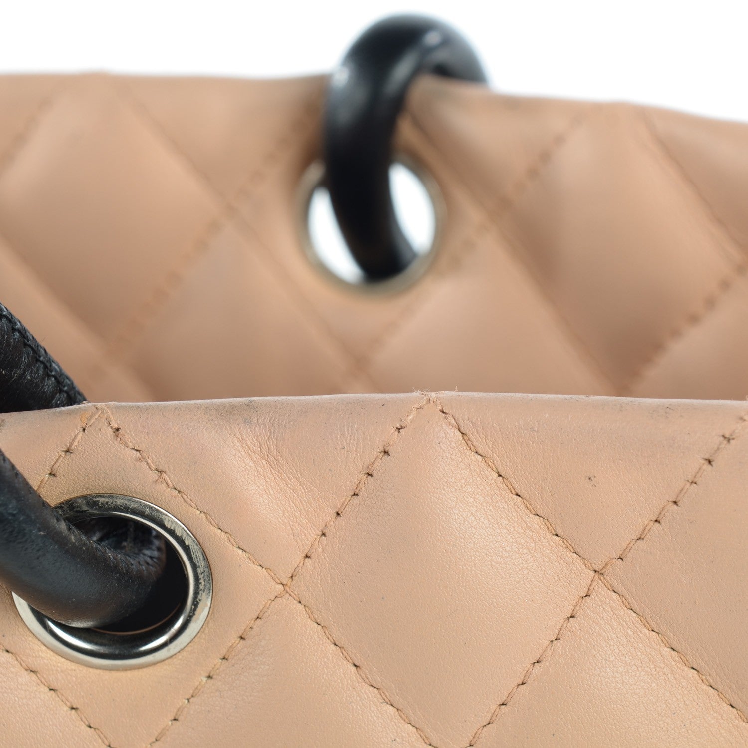 Chanel Calfskin Quilted Large Cambon Tote Beige Black 12 of 13