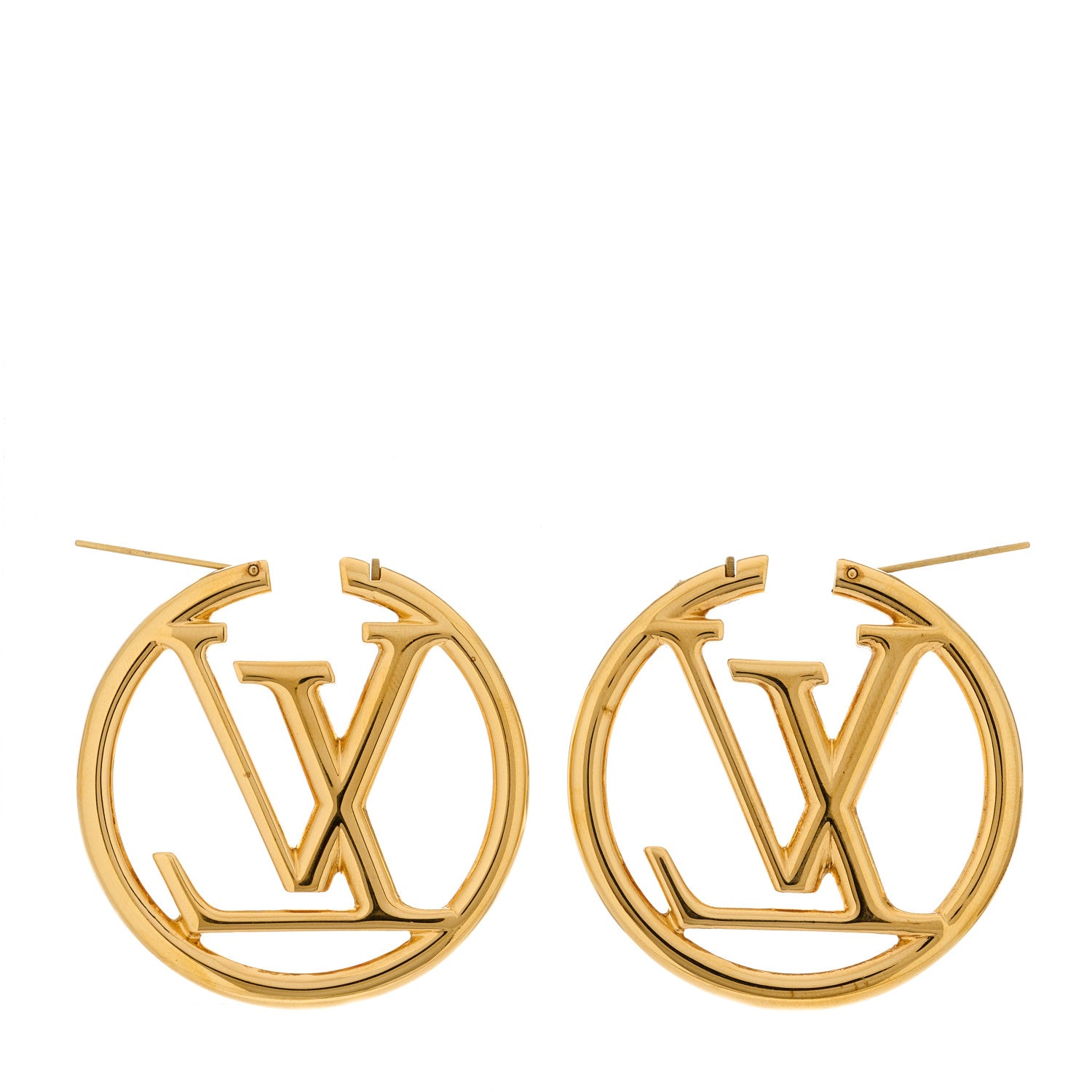 Louis Vuitton Metal Louise Hoop Earrings Gold 3 of 4