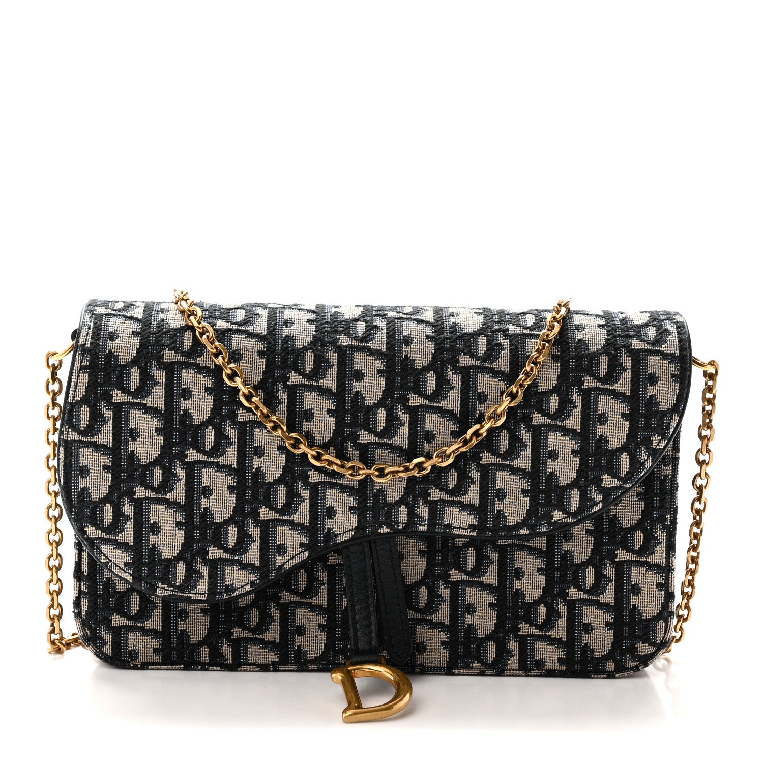 Christian Dior Oblique Saddle Chain Pouch  Blue 1 of 10