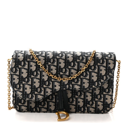 Christian Dior Oblique Saddle Chain Pouch  Blue 1 of 10