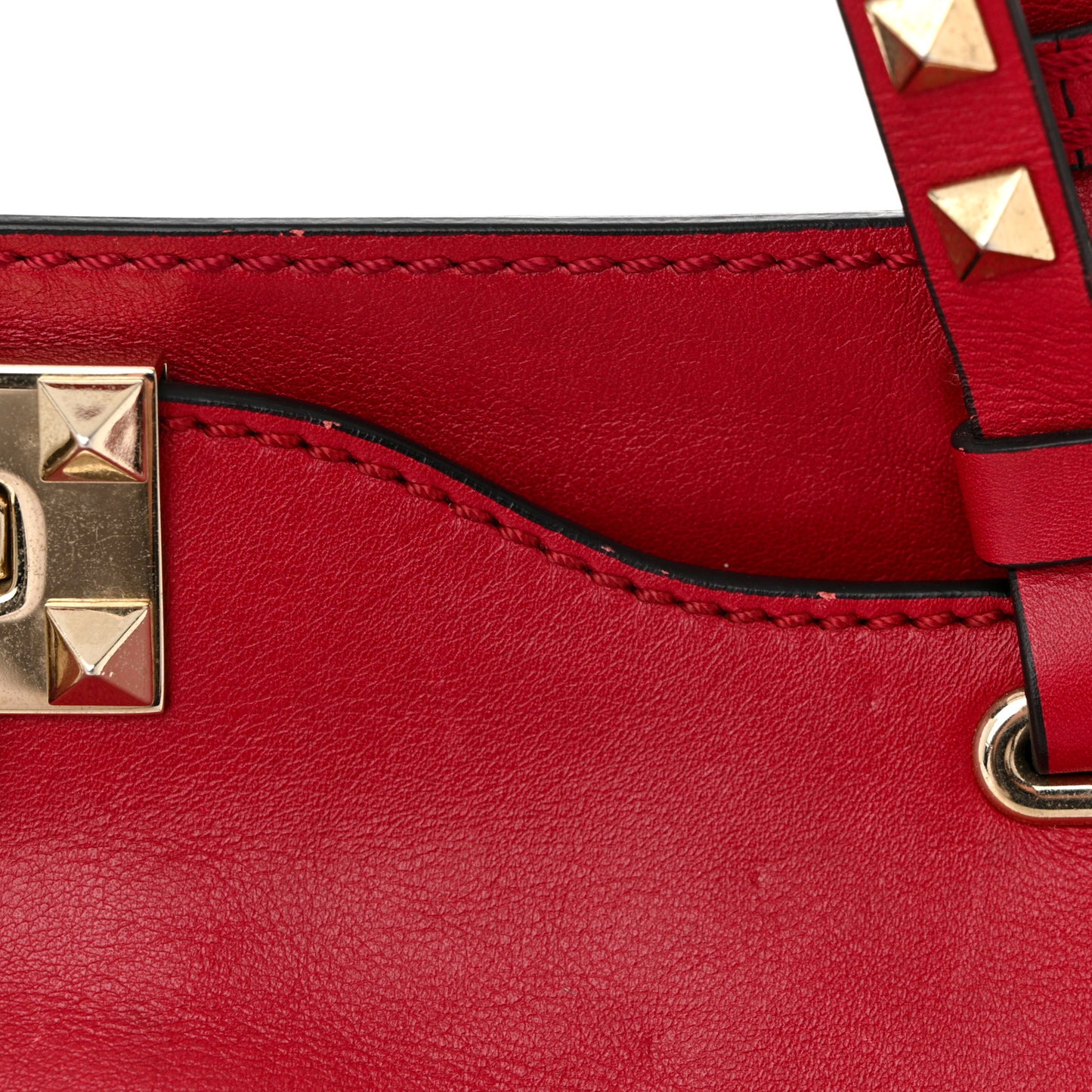 Vitello Medium Rockstud Tote Rosso Valentino