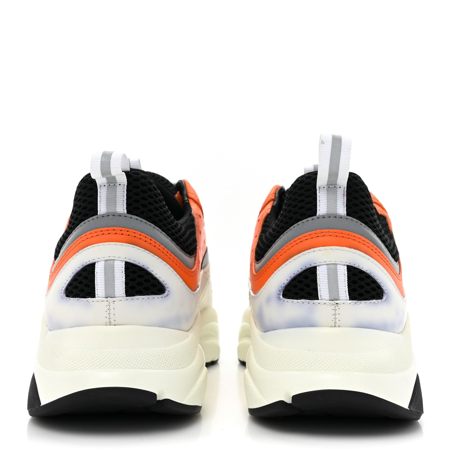Technical Mesh Calfskin Mens B22 Sneakers 44 White Orange