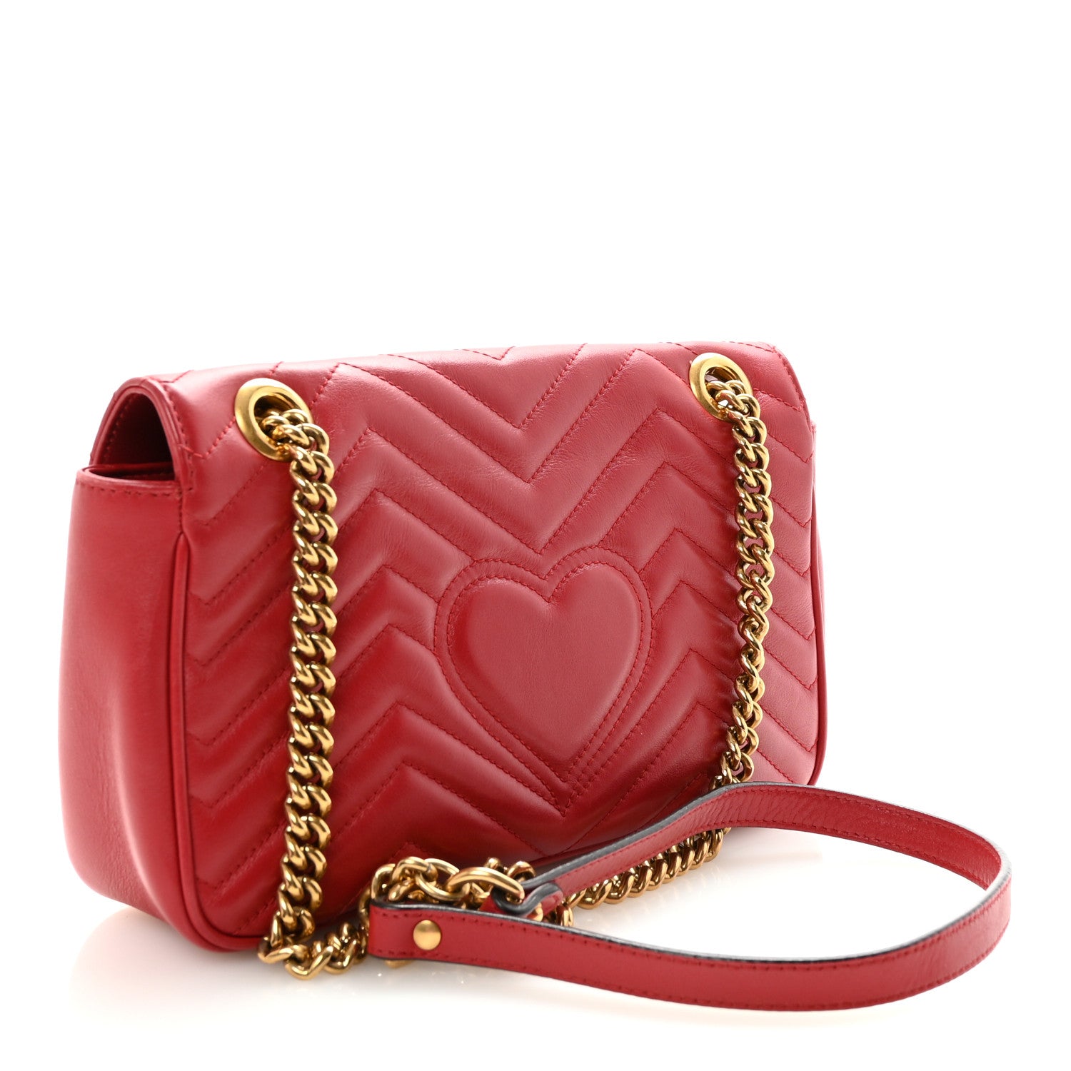 Gucci Calfskin Matelasse Small GG Marmont Shoulder Bag Hibiscus Red 3 of 10