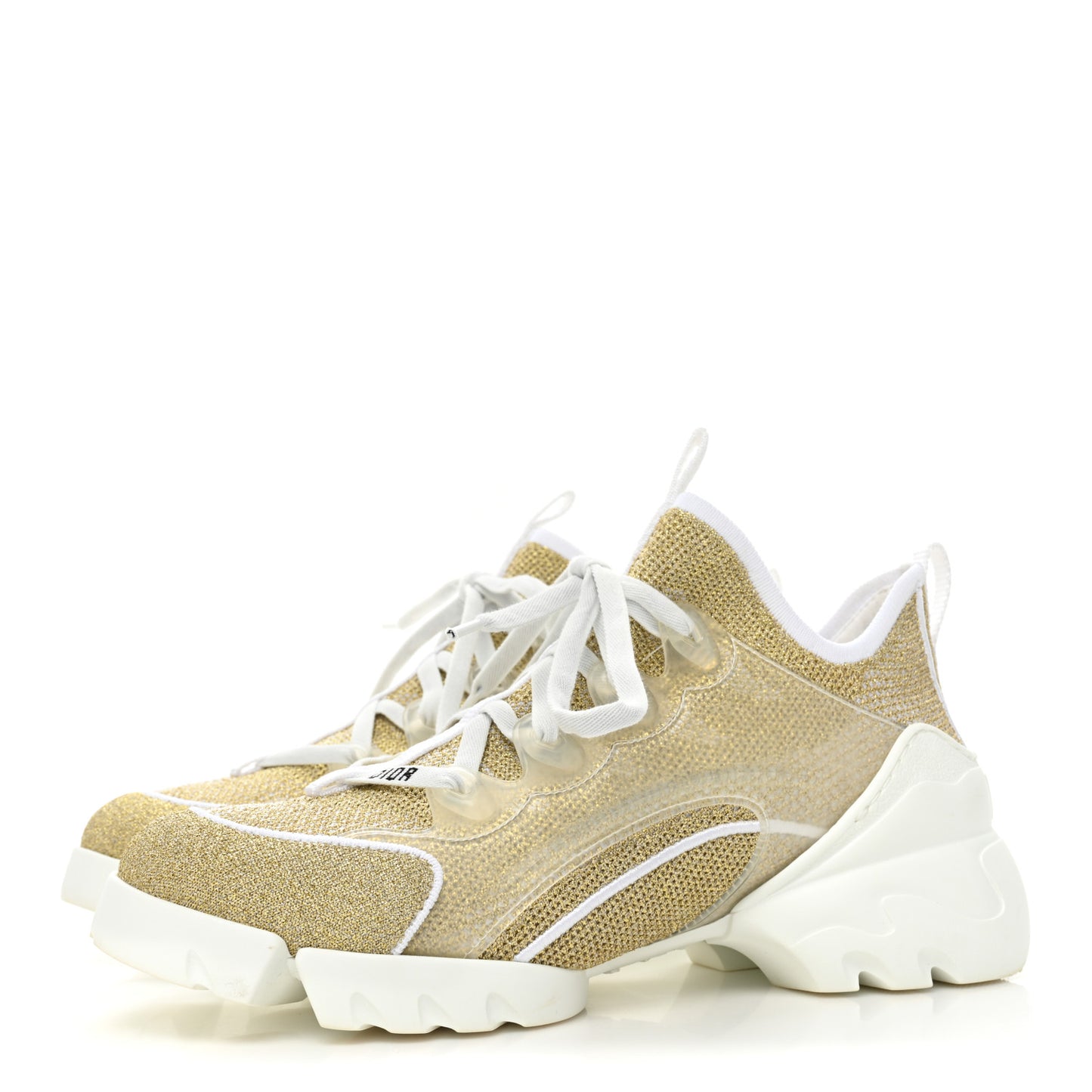 Laminated Knit D-Connect Sneakers 38 Gold