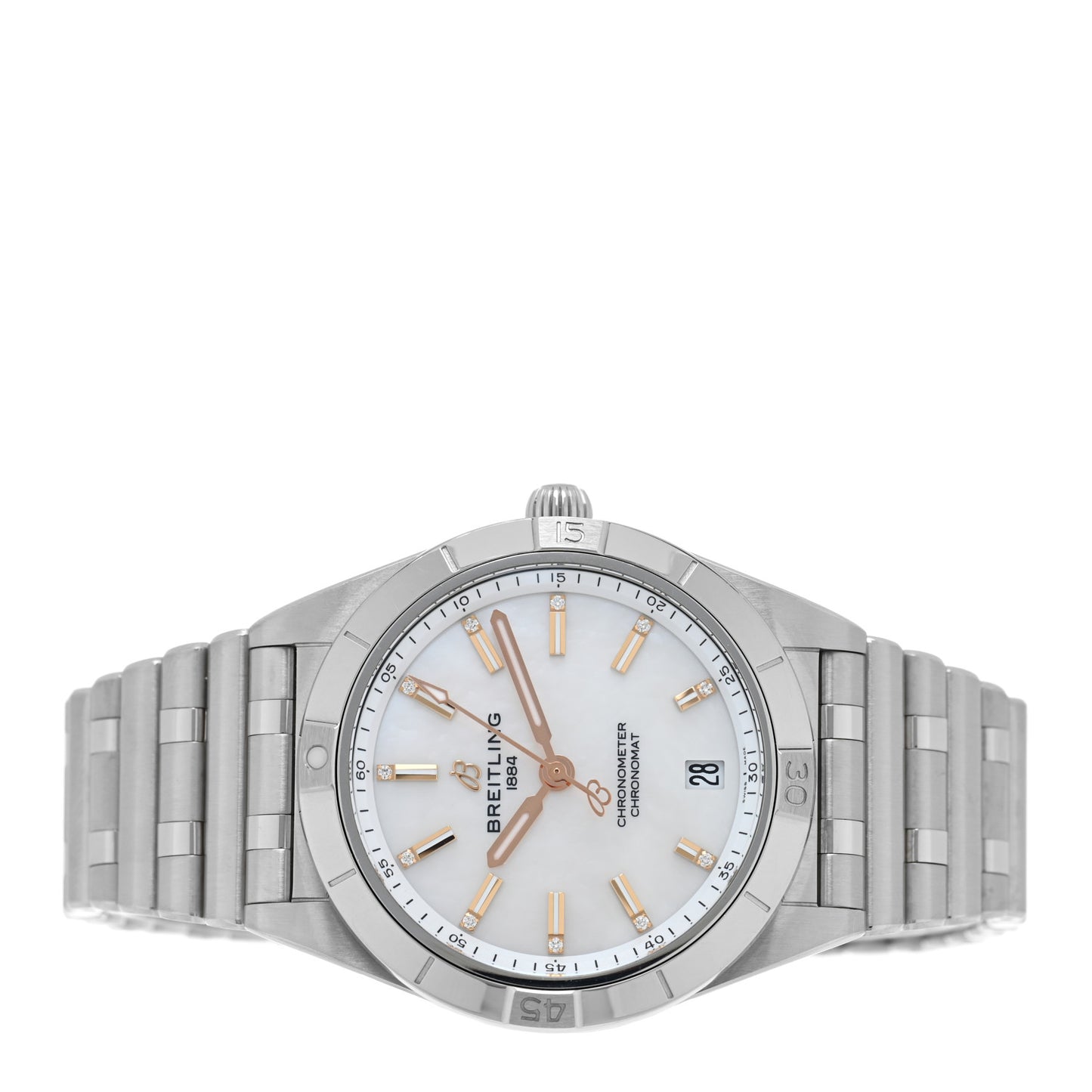 Stainless Steel Diamond Mother of Pearl 36mm Chronomat Automatic Watch A10380