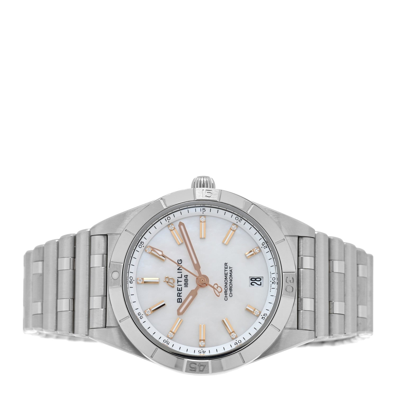Breitling Stainless Steel Diamond Mother of Pearl 36mm Chronomat Automatic Watch A10380 2 of 5