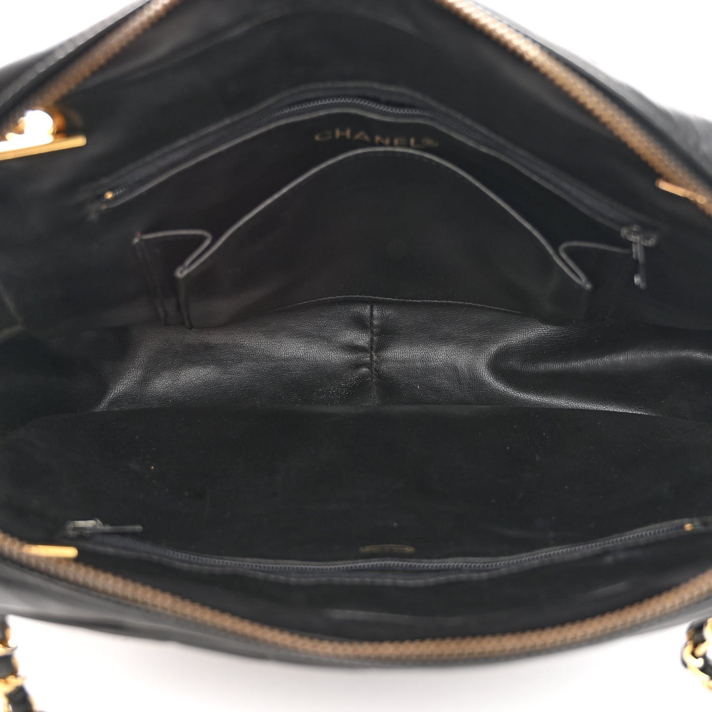 Lambskin Surpique Chevron Small Tote Black