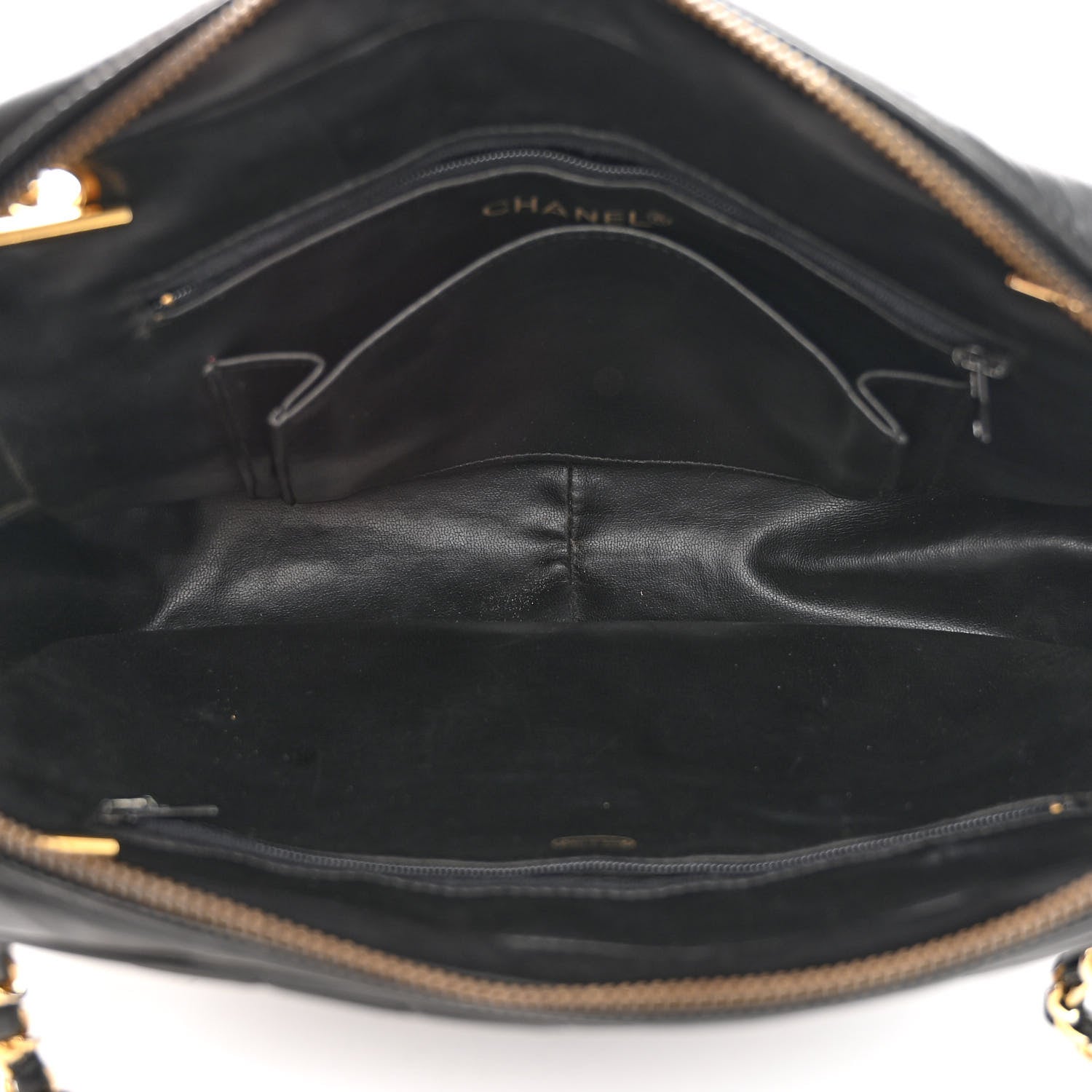 Chanel Lambskin Surpique Chevron Small Tote Black 6 of 14