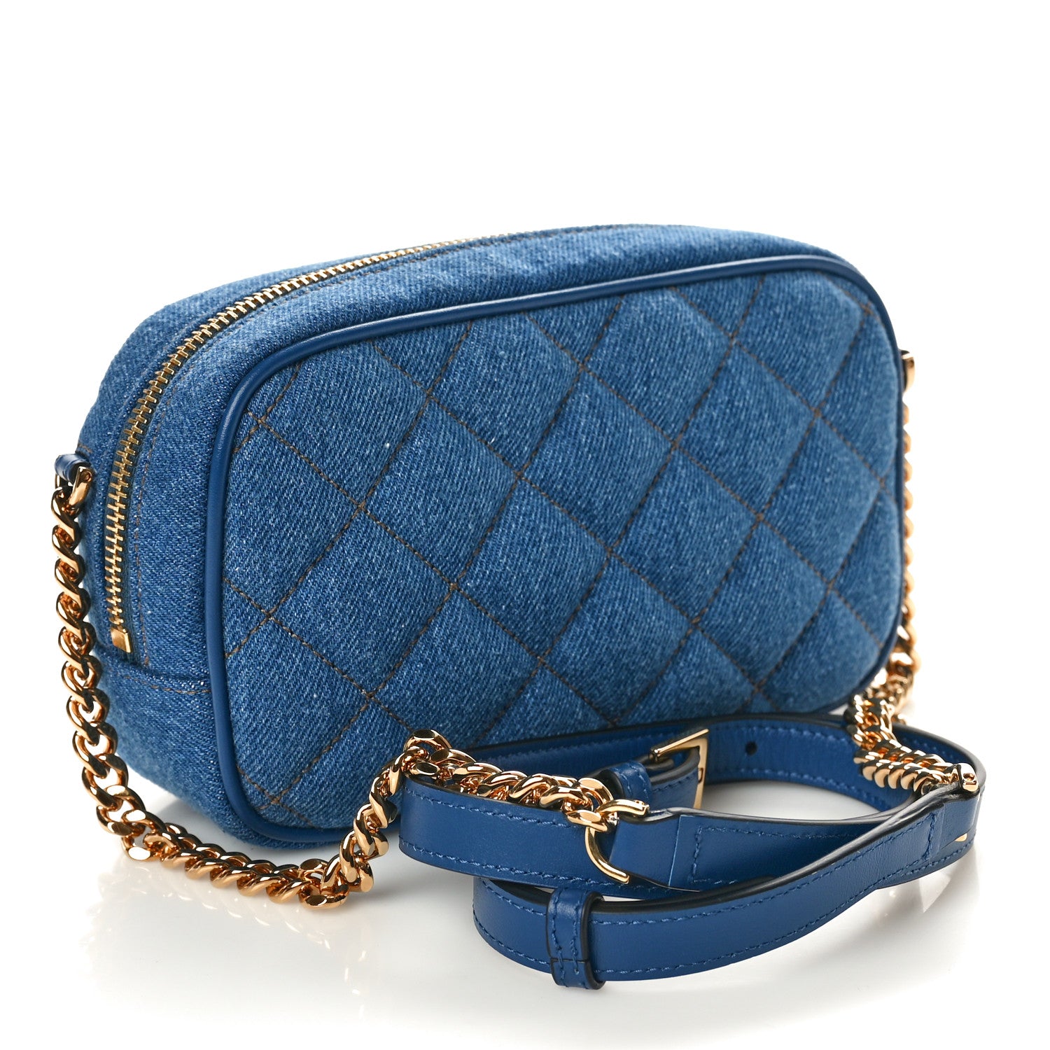 Versace Denim Quilted La Medusa Camera Bag Blue 3 of 10