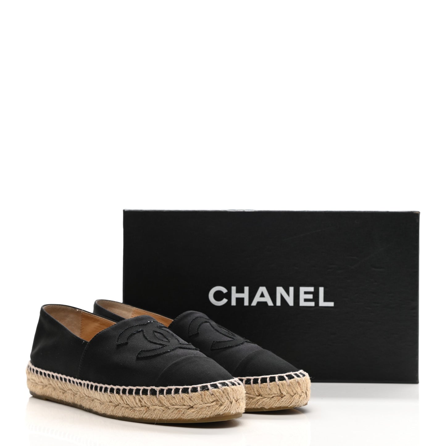 Satin Grosgrain Espadrilles 37 Black