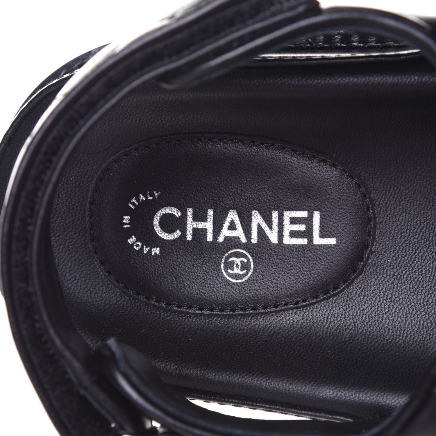 Chanel Lambskin Velcro Dad Sandals 37.5 Black 9 of 11