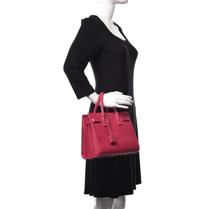 Saint Laurent Grained Calfskin Nano Sac De Jour Fuchsia 2 of 11