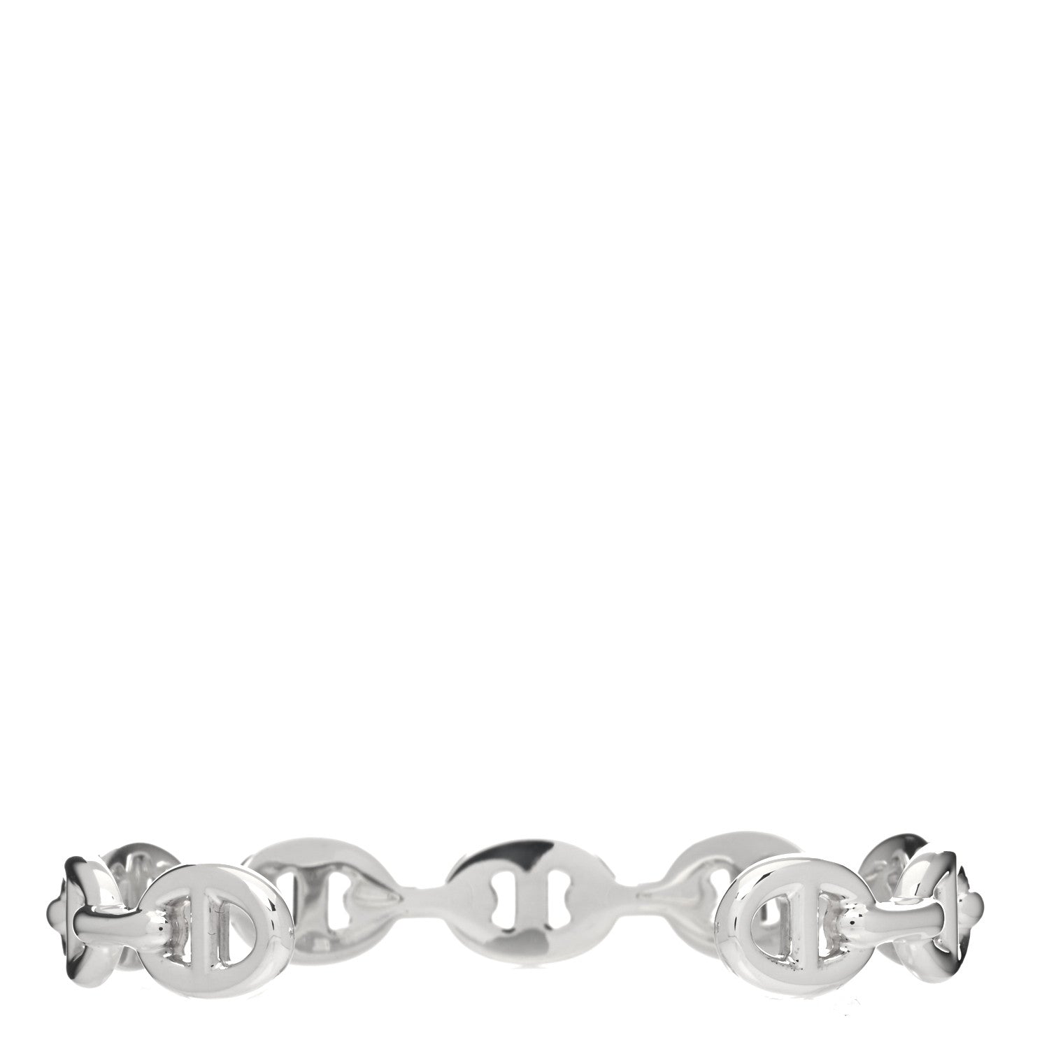Hermes Sterling Silver MM Chaine d'Ancre Enchainee Cuff Bracelet LG 2 of 4