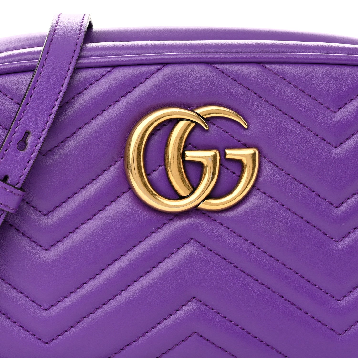 Gucci Calfskin Matelasse Small GG Marmont Chain Shoulder Bag Shine Purple 8 of 12