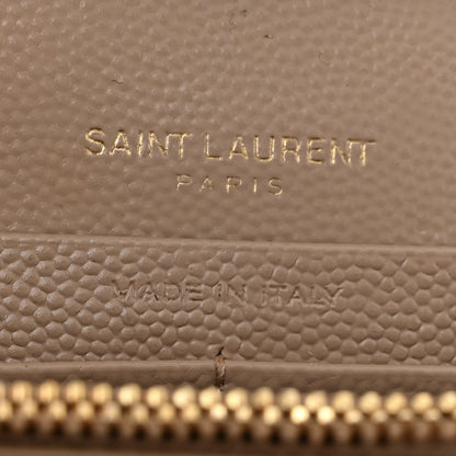 Saint Laurent Grain De Poudre Matelasse Chevron Monogram Chain Wallet Dark Beige 7 of 17
