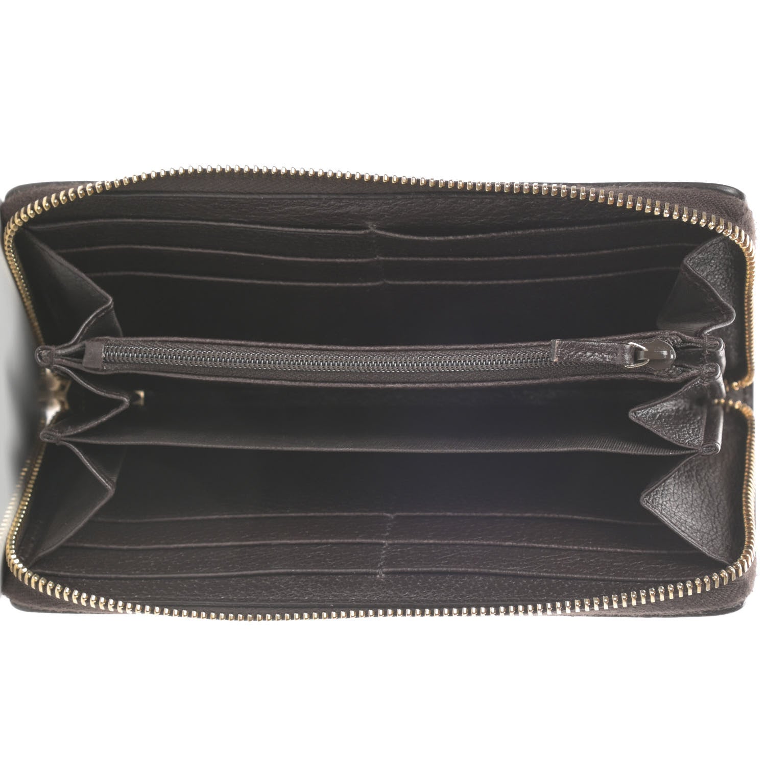 Gucci Monogram Web Rania Bee Star Zip Around Wallet Dark Brown 5 of 7