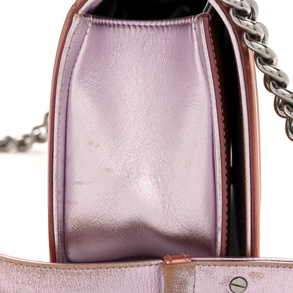 Chanel Metallic Patent Calfskin Quilted Medium Boy Flap Light Pink 14 of 15