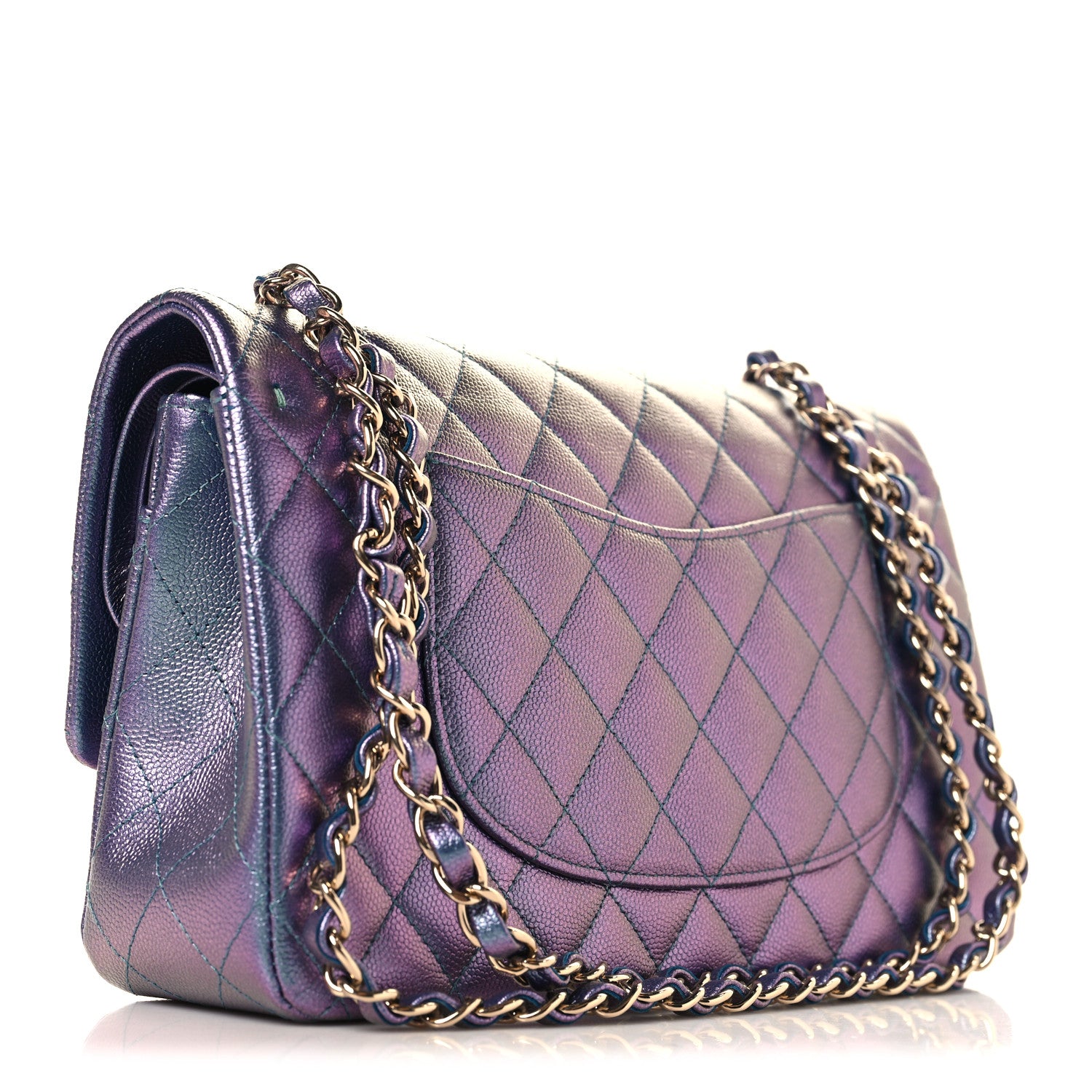 Chanel Iridescent Caviar Quilted Medium Double Flap Purple 3 of 11