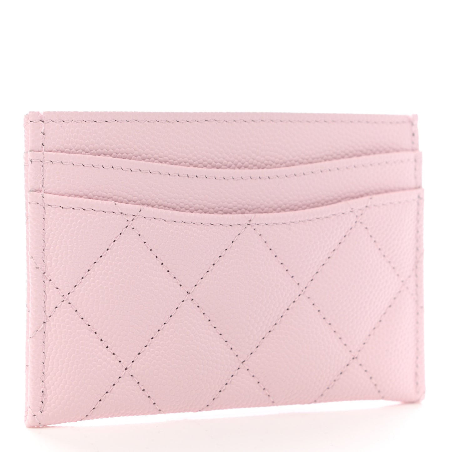 Caviar Quilted Card Holder Light Pink
