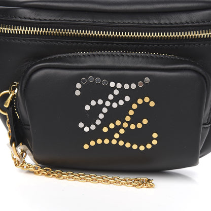 Fendi Vitello Grace Karligraphy Studded Pocket Belt Bag Black 9 of 9