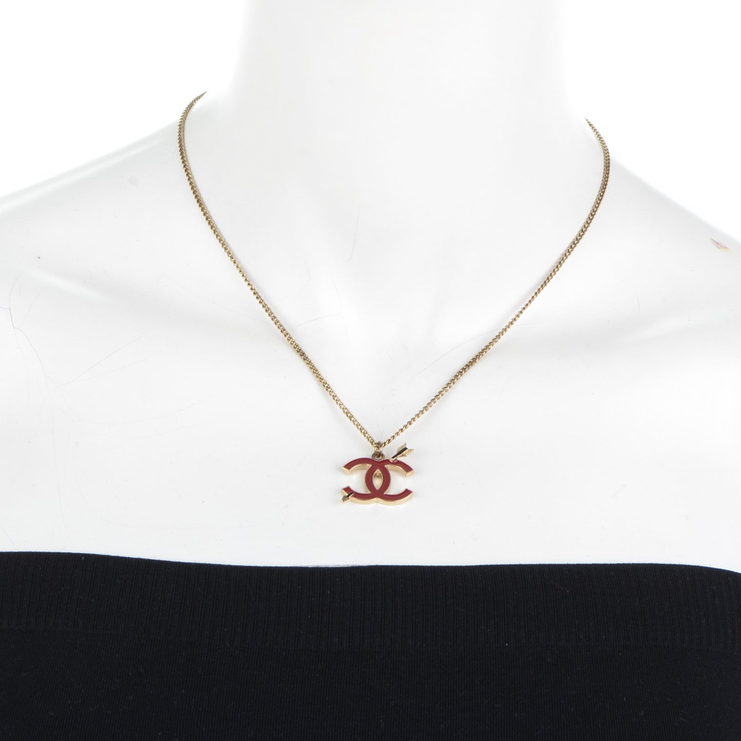 Enamel Arrow CC Necklace Gold Red