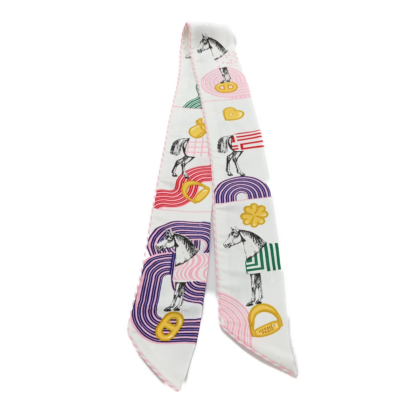 Silk Garde Robe Pop Charms Twilly White Multicolor