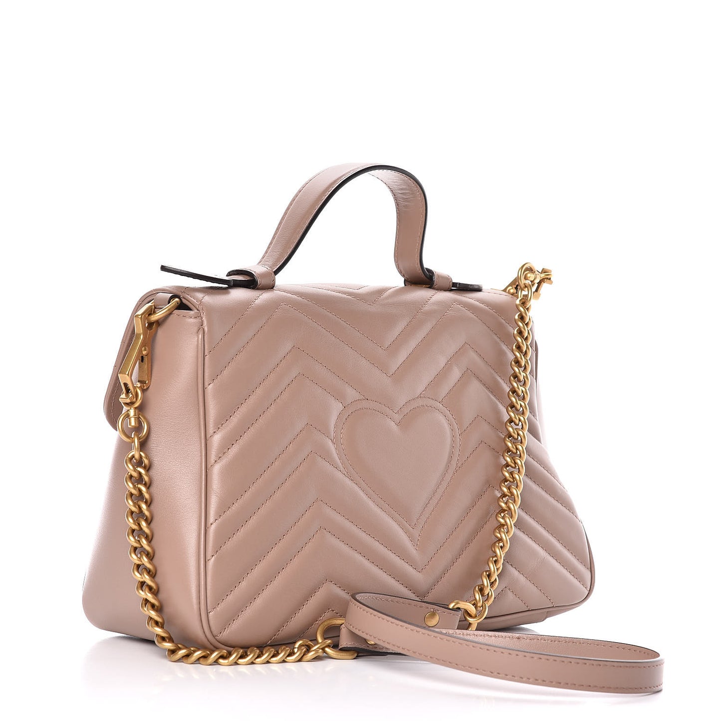 Calfskin Matelasse Small GG Marmont Top Handle Shoulder Bag Porcelain Rose