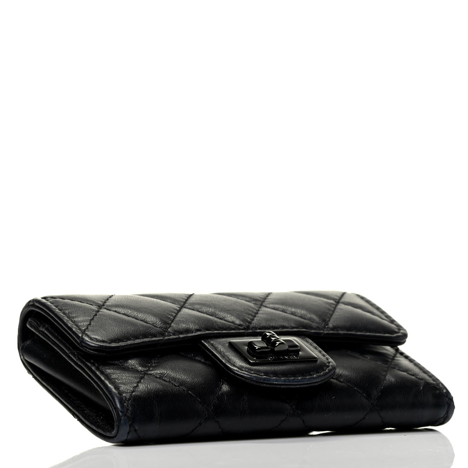 Chanel Aged Calfskin Quilted Reissue Flap Card Holder So Black 3 of 4