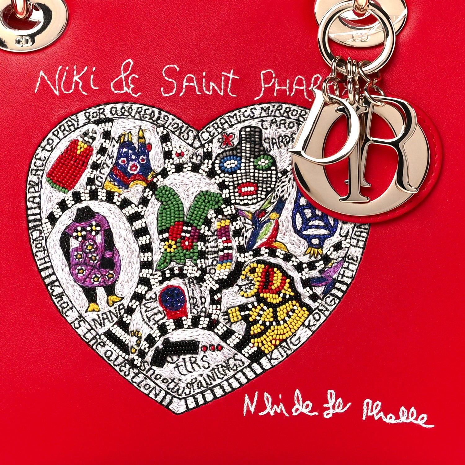 Christian Dior Calfskin Niki De Saint Phalle Medium Supple Lady Dior Red 9 of 11