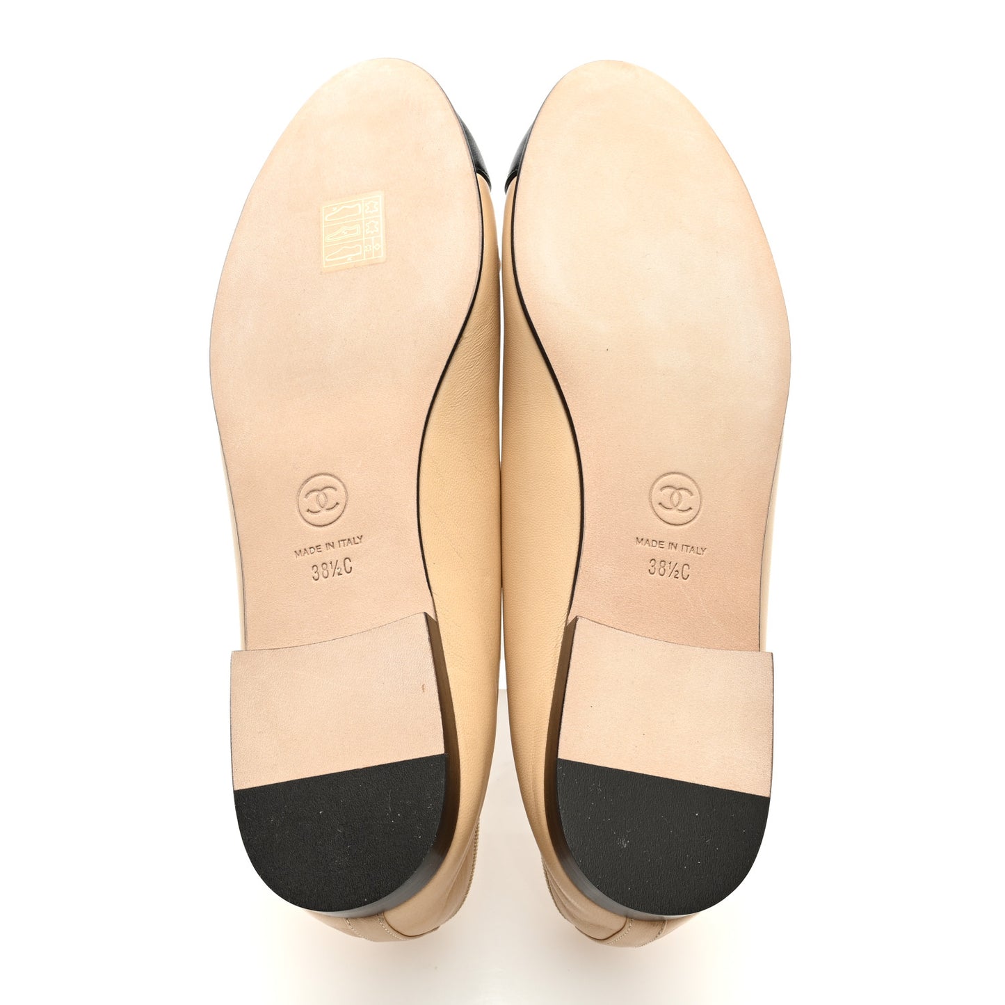Lambskin Cap Toe CC Ballerina Flats 38.5 Beige Black