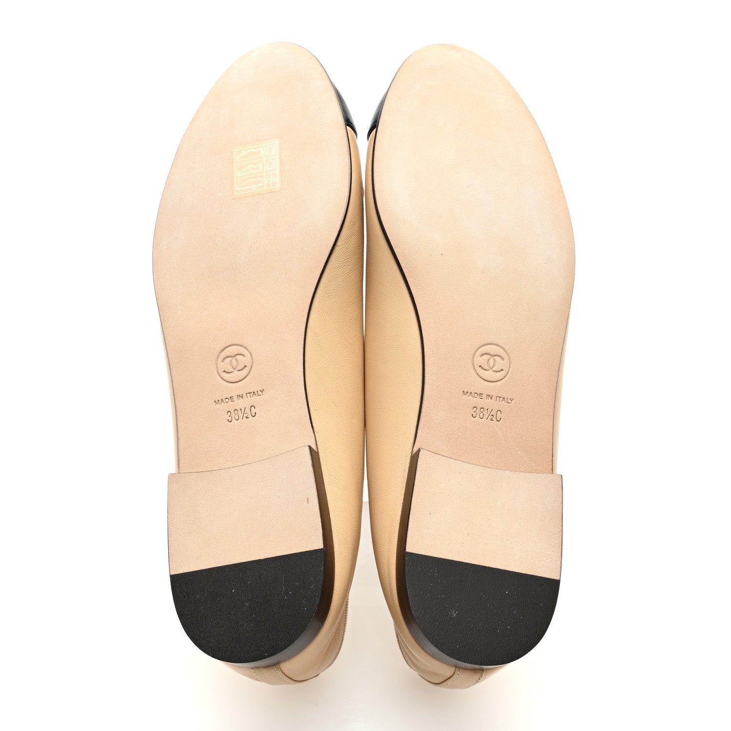 Chanel Lambskin Cap Toe CC Ballerina Flats 38.5 Beige Black 5 of 8