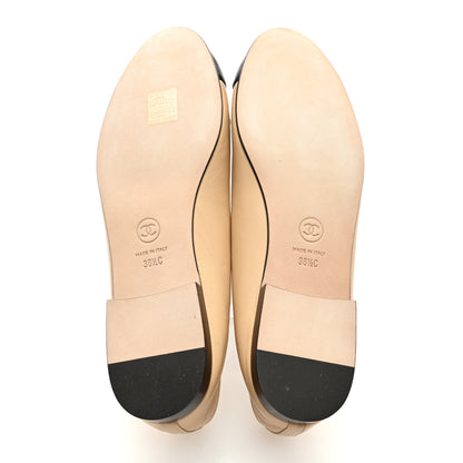 Chanel Lambskin Cap Toe CC Ballerina Flats 38.5 Beige Black 5 of 8